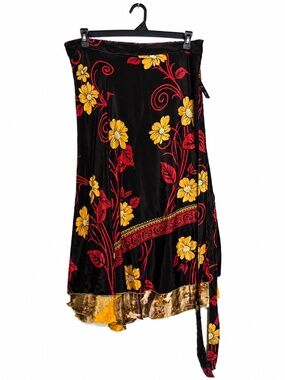 One-of-a-Kind Recycled Sari Wrap Skirt – Adjustable, Reversible, Size 14-32 NWT